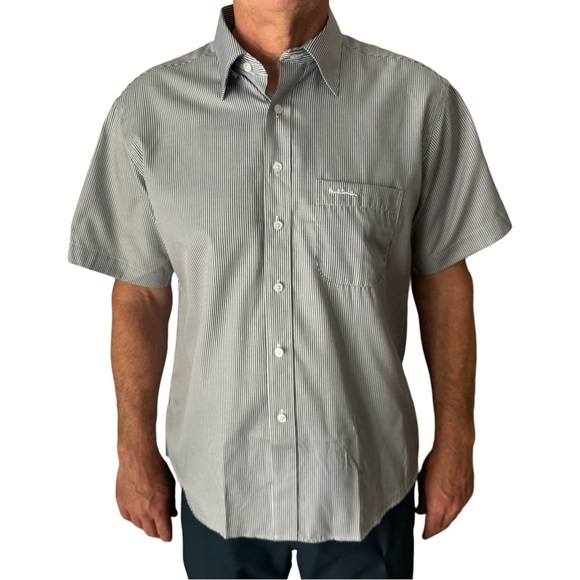 Paul Smith Other - New PAUL SMITH London Short Sleeve Button Up Shirt Charcoal Grey White Stripes